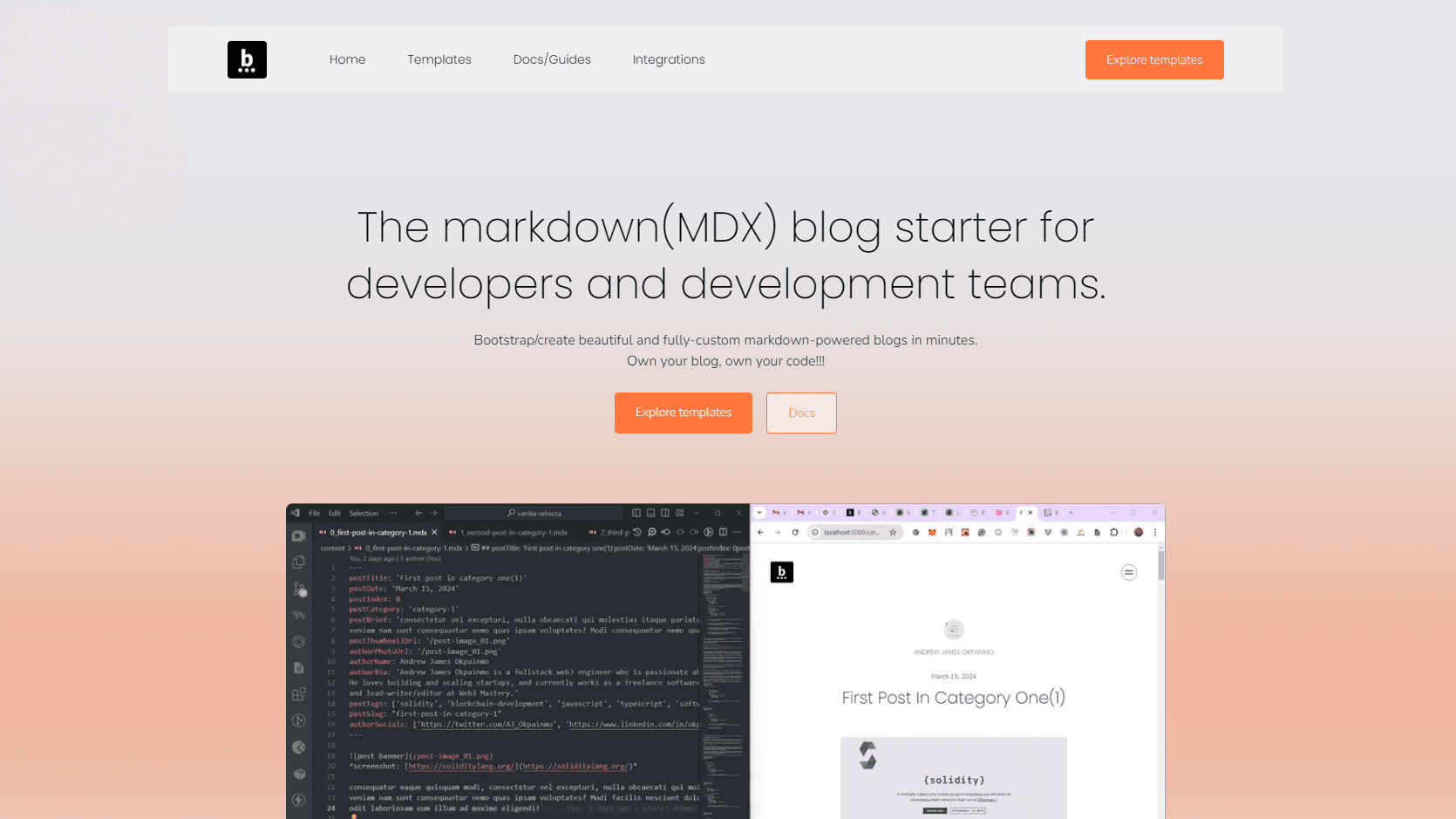 project landing page screenshot